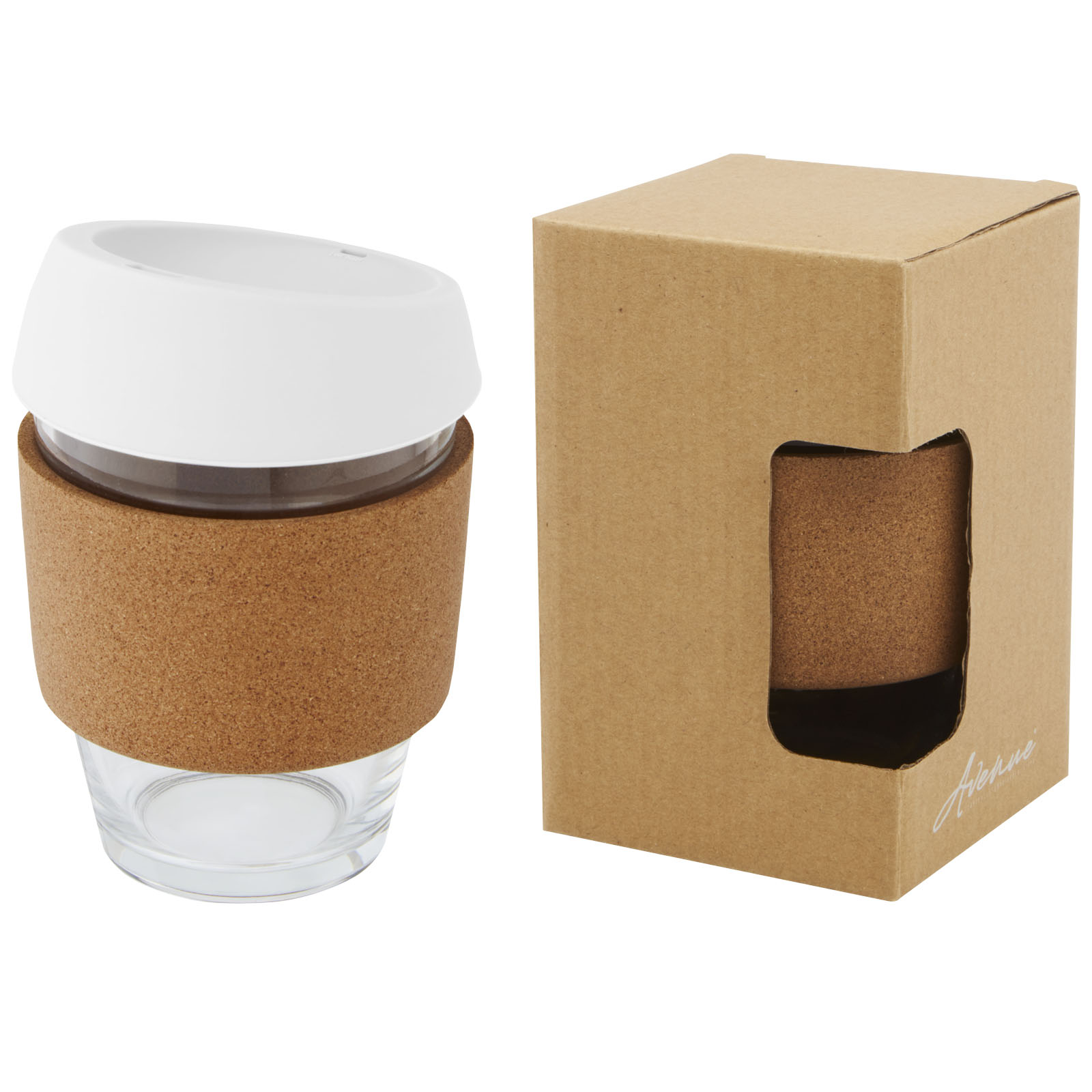 Lidan 360 ml termokopp i borosilikatglass med korkgrep og silikonlokk