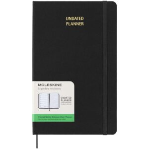 Moleskine L kalender med ukesoversikt uten datoer, hardt omslag