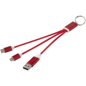 Metal 4-i-1 ladekabel med nøkkelring av resirkulert aluminium