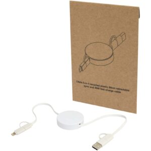 Citala 5-i-1 uttrekkbar kabel 90 cm for datasynkronisering og 40 W hurtiglading, av resirkulert plast