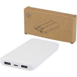 Adhil 10 000 mAh 10 W mobillader av resirkulert plast med 2 innebygde kabler