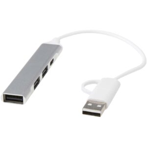Alkaid 4-porters USB-A- og Type-C-hub av resirkulert aluminium med dobbel inngang