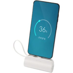 Alnair 5000 mAh 10 W Type-C mobillader av resirkulert plast, med innebygd vippestativ og 2-i-1-kabel