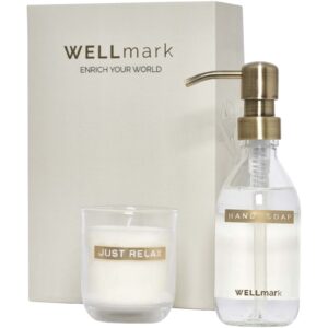 Wellmark Discovery 250 ml håndsåpedispenser og 150 g duftende stearinlyssett