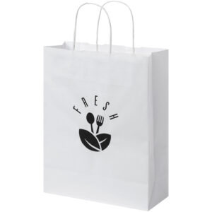 Pose av 80 g/m² kraftpapir med vridde håndtak – 25 x 11 x 32 cm