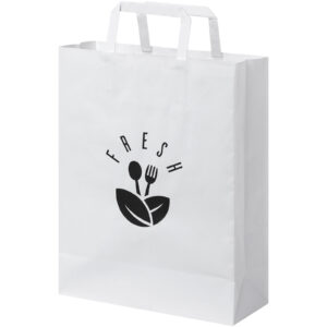 Pose av 80-90 g/m² kraftpapir med flate håndtak – 25 x 11 x 32 cm