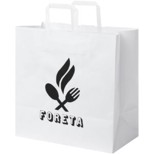 Pose av 80-90 g/m² kraftpapir med flate håndtak – 34 x 20 x 35 cm