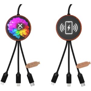 SCX.design C40 5-i-1 rPET ladekabel med lysende logo og 10 W ladeplate