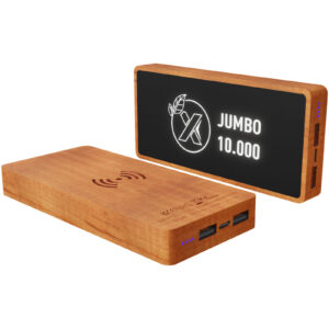 SCX.design P46 10 000 mAh mobillader i tre med lysende logo