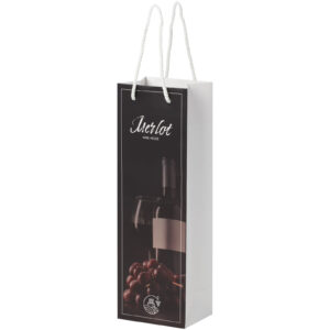 Håndlaget 170 g/m2 Integra vinpose i papir med vridde håndtak av PP plast – 12 x 9 x 37 cm