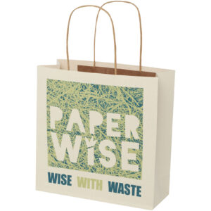 Papirpose 150 g/m2 fra landbruksavfall med vridde håndtak – 24 x 9 x 24 cm
