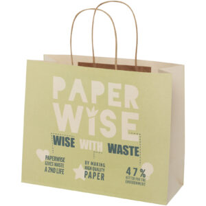 Papirpose 150 g/m2 fra landbruksavfall med vridde håndtak – 31 x 12 x 25 cm