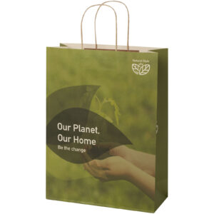 Papirpose 150 g/m2 fra landbruksavfall med vridde håndtak – 31 x 12 x 41 cm