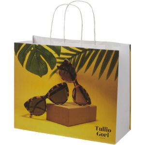 Papirpose 120 g/m2 av kraftpapir med vridde håndtak – 31 x 12 x 25 cm