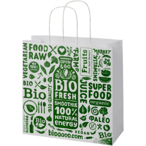 Papirpose 120 g/m2 av kraftpapir med vridde håndtak – 31 x 12 x 31 cm