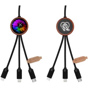 SCX.design C37 40 W 5-i-1 rPET ladekabel med lysende logo, rund form i tre